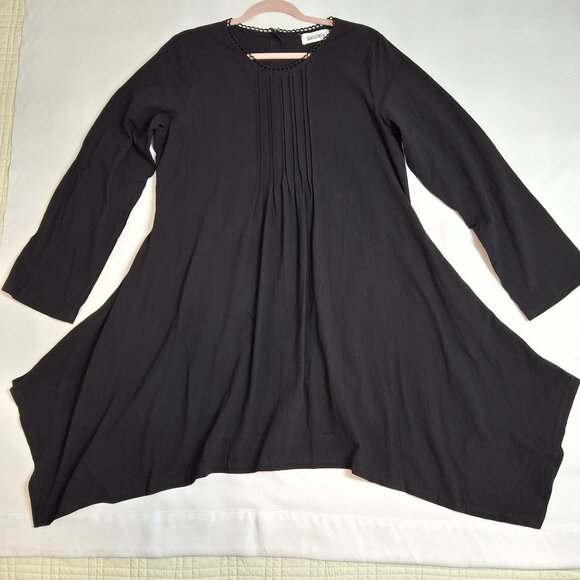 Modest Midi Asymmetric Hem Dress Size 2XL BIU BIU Black Long Sleeve Round Neck - Picture 1 of 16